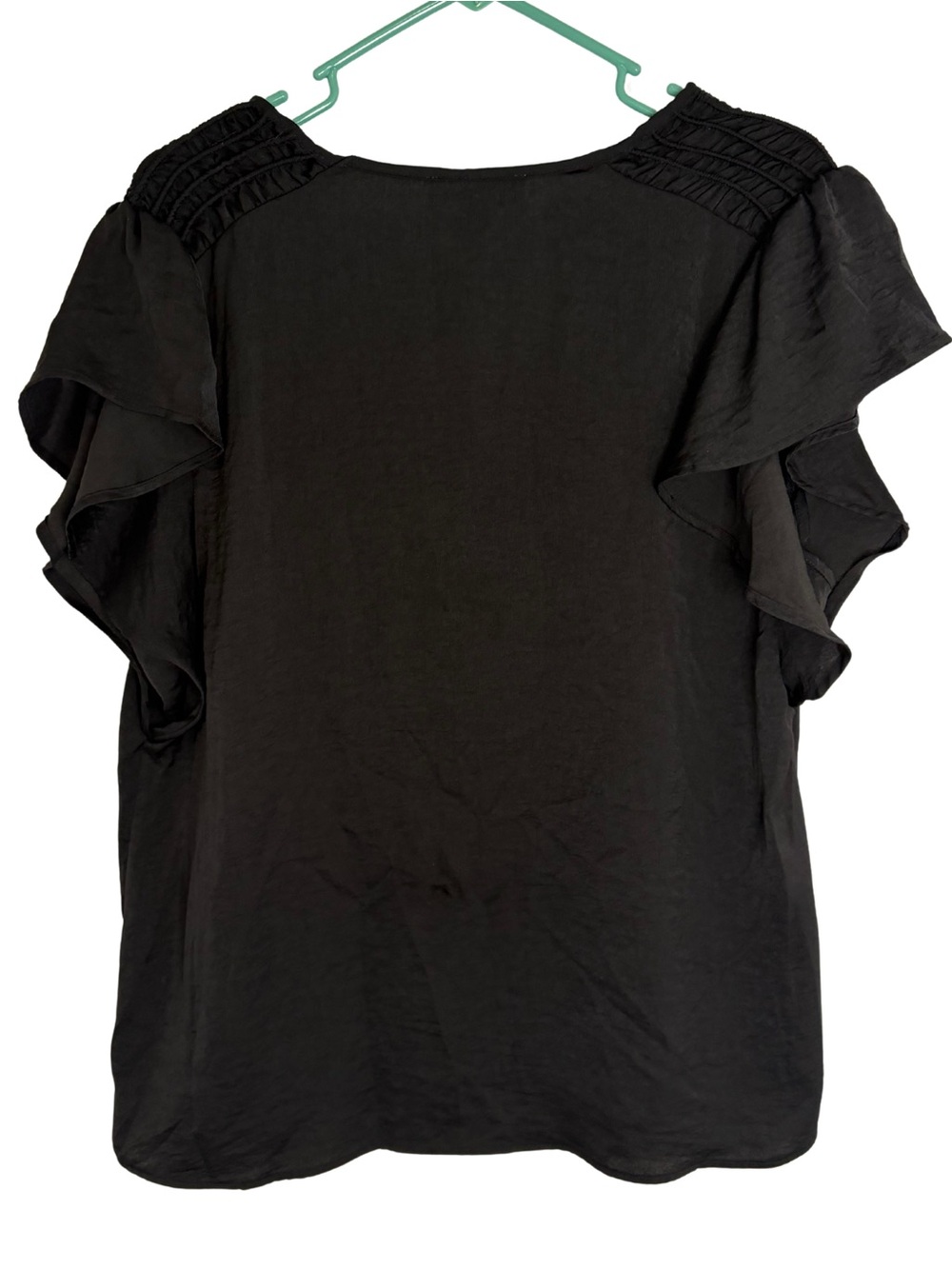 3/$20 The Line of Style Black V-Neck Flutter Sleeve Blouse - Picture 2 of 5